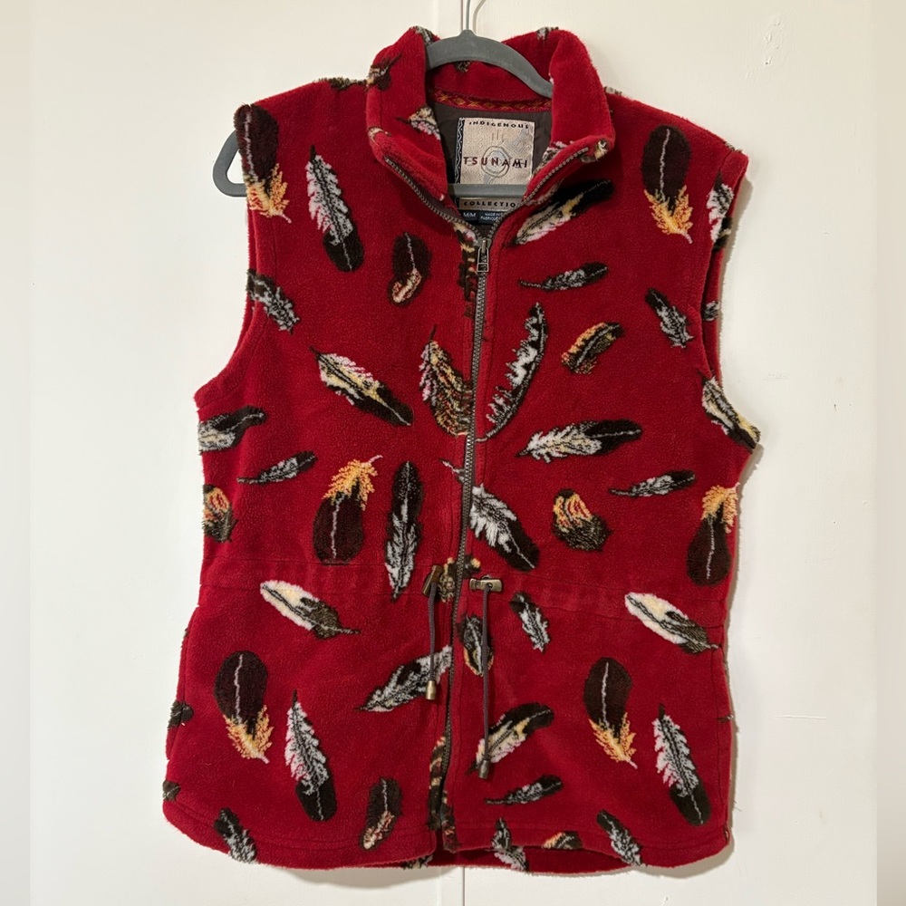 Indigenous Tsunami Collection Vest with Red Accents